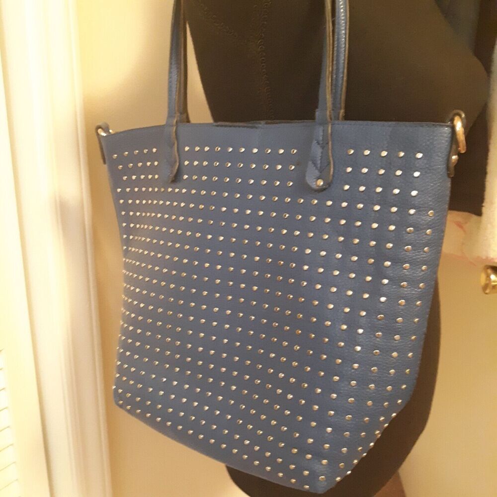 Unbranded Blue Studded Leather Tote Bag